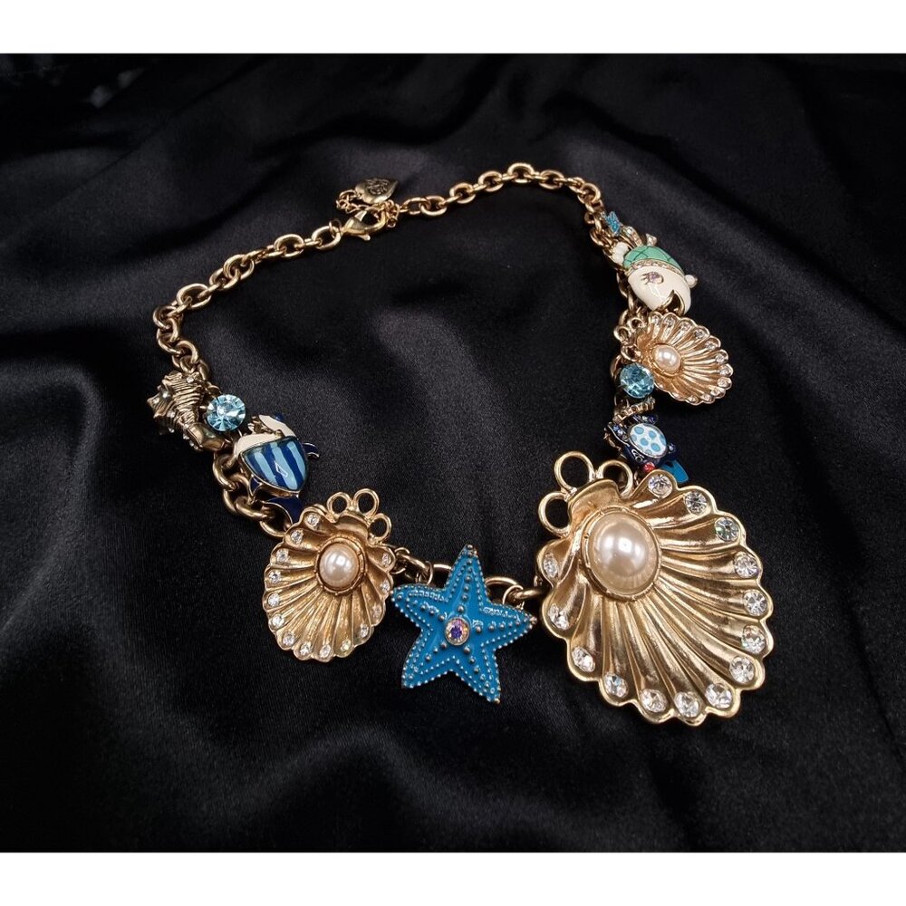 Betsey Johnson Gold-Tone Nautical Necklace With Sea-Themed Charms